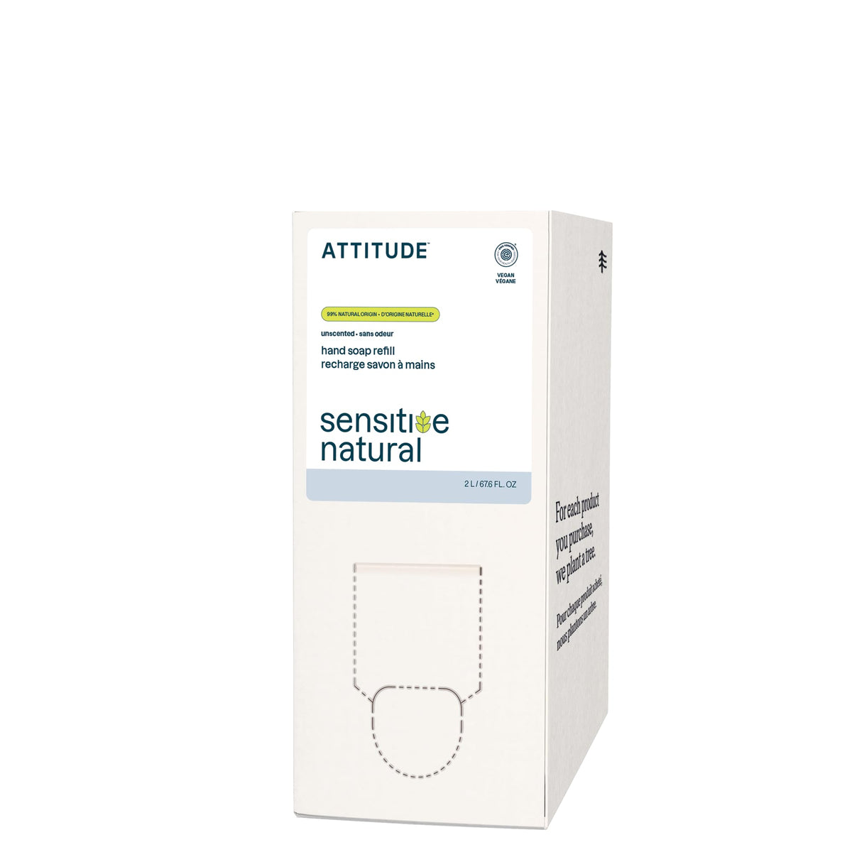 ATTITUDE refill pouch front view showing label and volume, easy refill benefit