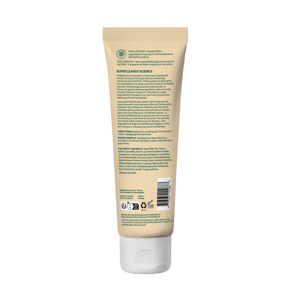 ATTITUDE scrub on bathroom shelf staged for calm shower routine and sensory appeal