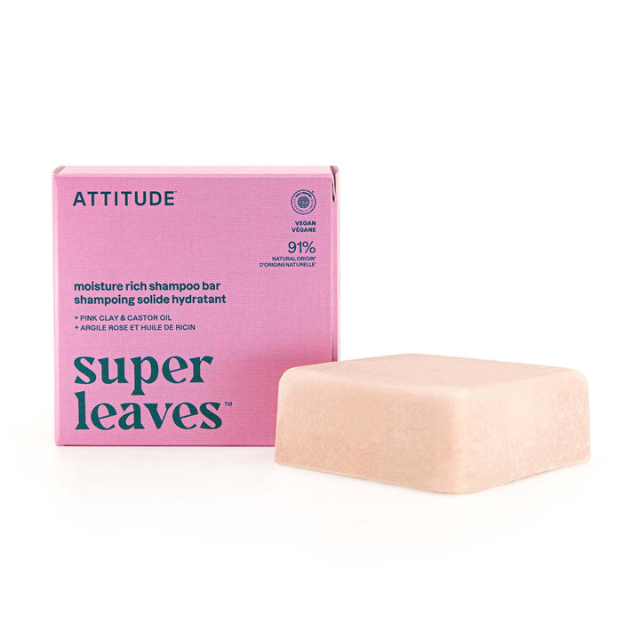 ATTITUDE shampoo bar front packaging showing recyclable cardboard and fragrance benefits