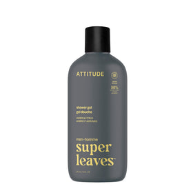 ATTITUDE front label showing clean design and men’s body wash benefits