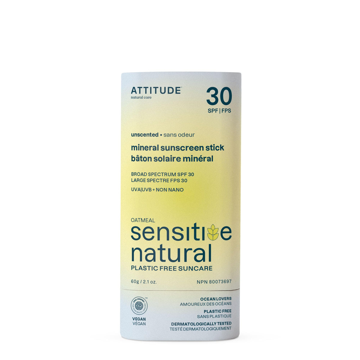ATTITUDE stick front packaging showing compact, travel-friendly protection