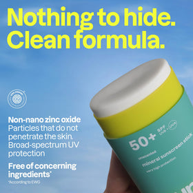 ATTITUDE sunscreen stick in hand for size and travel-friendly scale