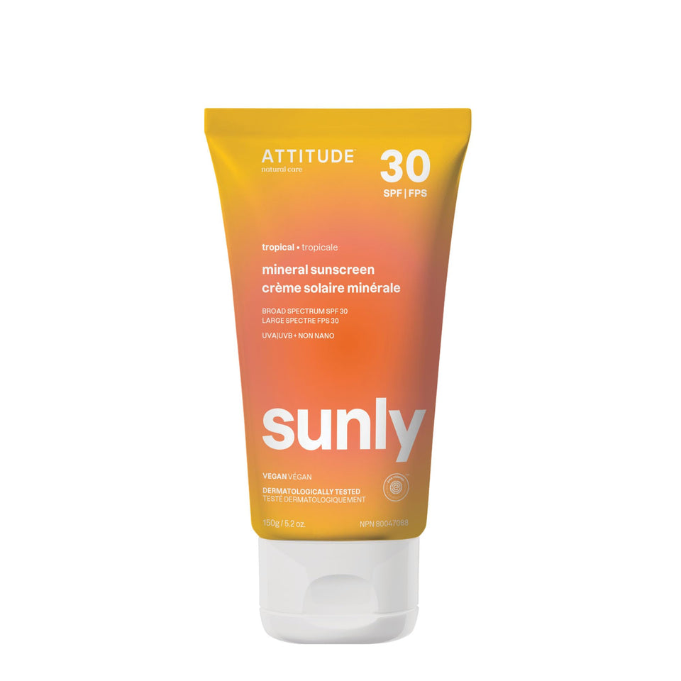ATTITUDE front packaging showing SPF 30 and clean formula benefits