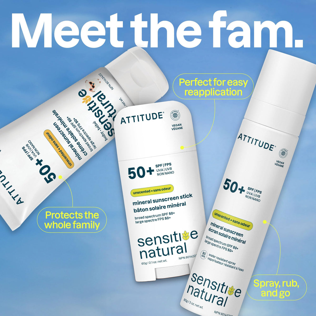 ATTITUDE sunscreen applied to face showing smooth blendability benefit