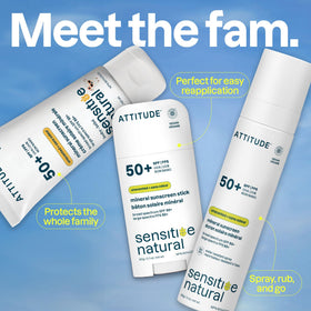 ATTITUDE sunscreen applied to face showing smooth blendability benefit