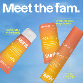 ATTITUDE sunscreen spread on palm illustrating minimal white cast