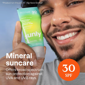 ATTITUDE close-up sunscreen texture demonstrating lightweight finish