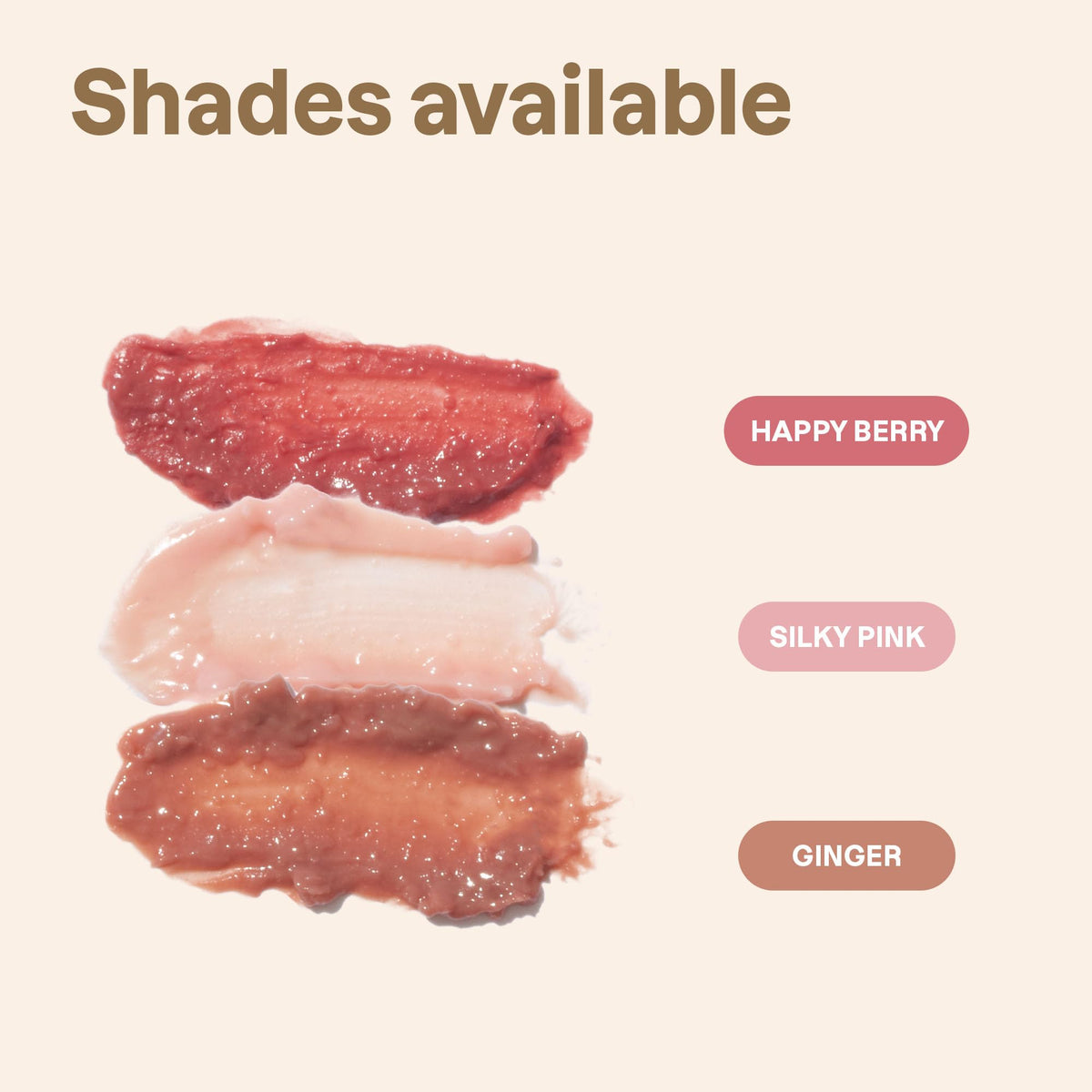 ATTITUDE ginger swatch on lips demonstrating warm tint and hydrating finish benefit