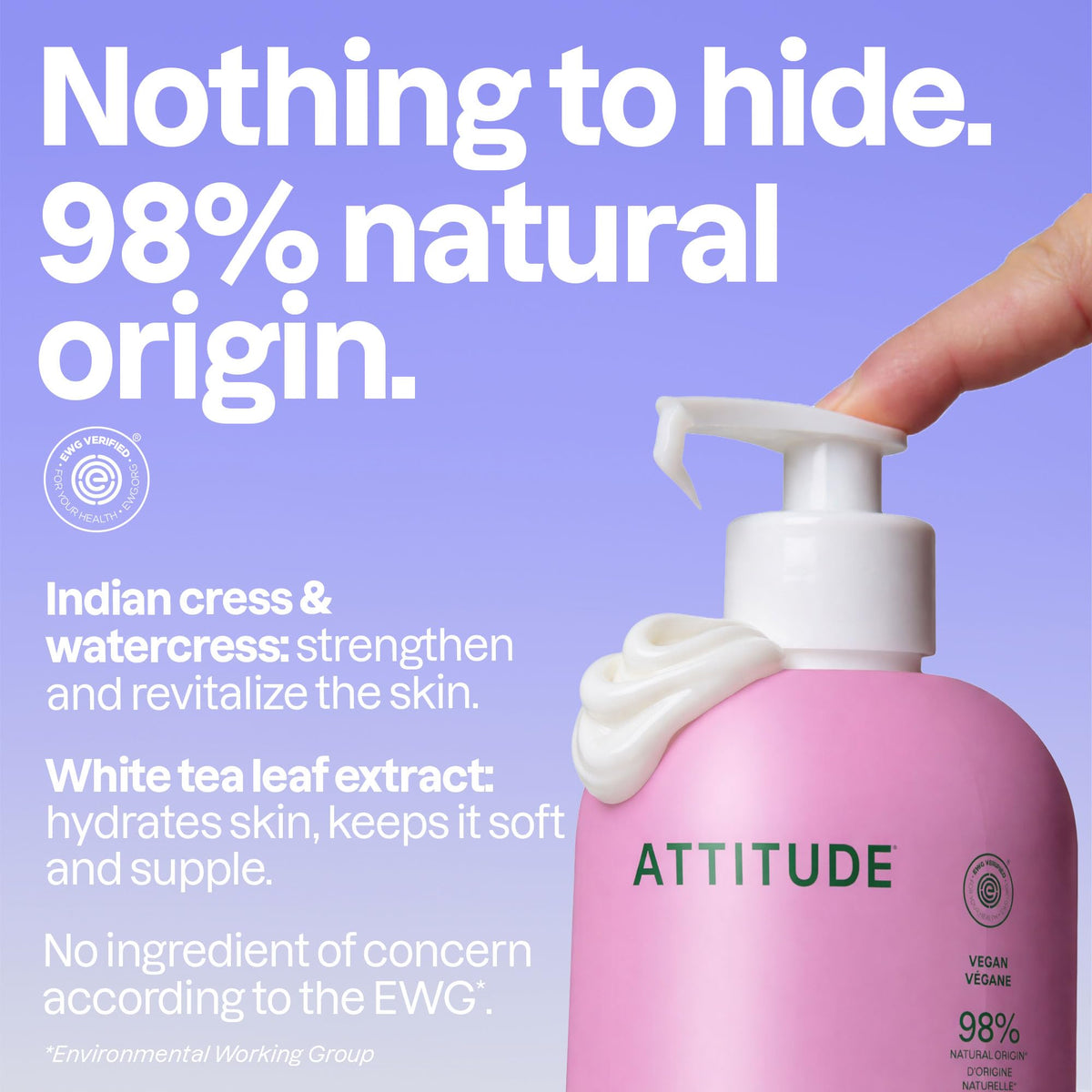 ATTITUDE creamy lotion texture on palm showing fast-absorbing hydration