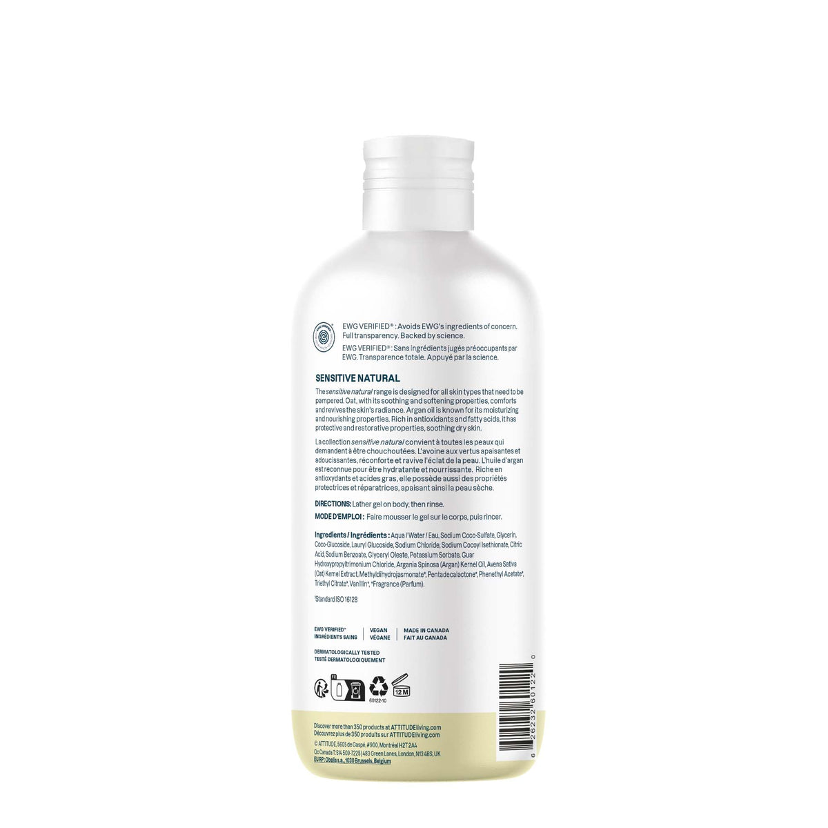 ATTITUDE vanilla-peach imagery conveying soft scent and comforting benefit