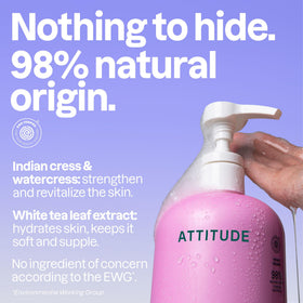 ATTITUDE bottle label highlighting recyclable HDPE packaging benefits