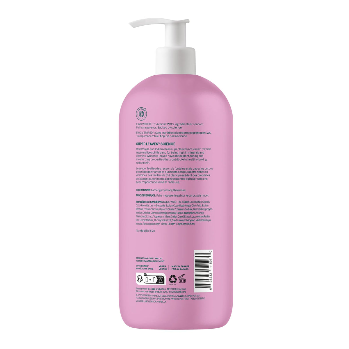 ATTITUDE shower gel bottle beside eco-refill box promoting plastic reduction