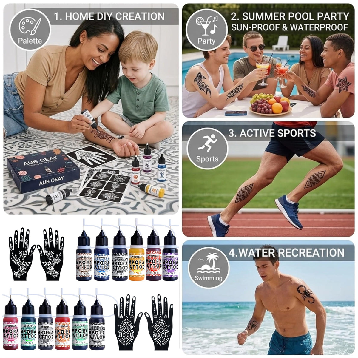 AUBOEAY stencils spread highlighting 95 shapes for easy application