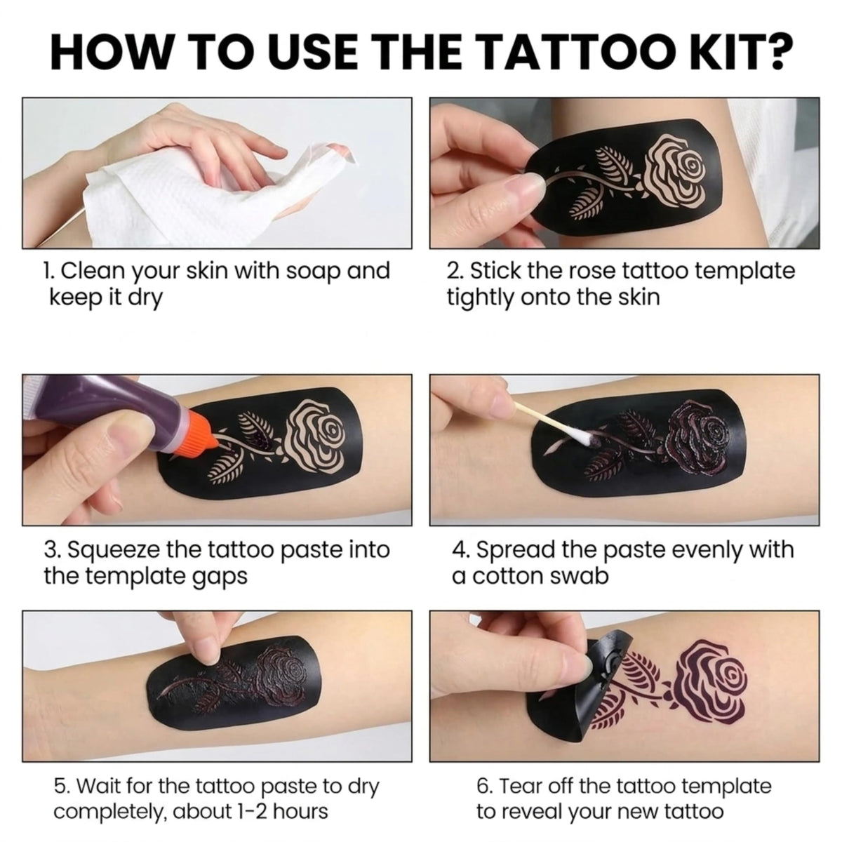 AUBOEAY tattoo application in use demonstrating simple, pain-free benefit
