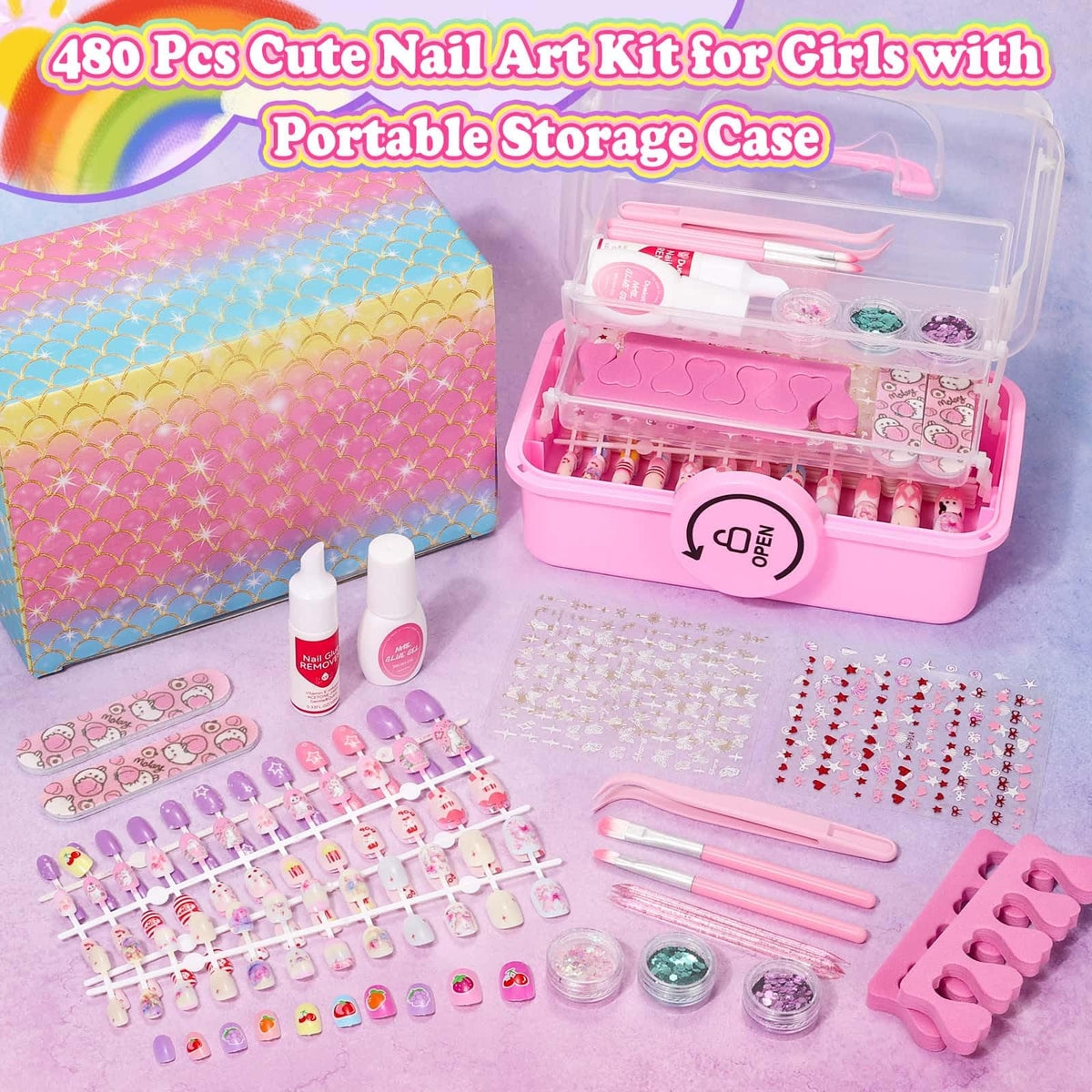 Audab display of diverse nail designs highlighting over 200 patterns for variety