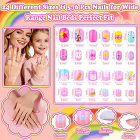Audab press-on nails applied on child's hands, demonstrates playful styling