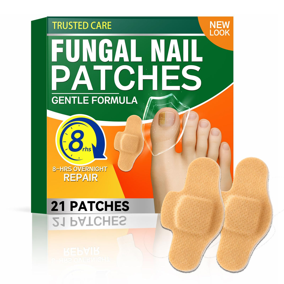 Auensten front packaging showing 21 hydrogel nail patches and clear branding, improves nail appearance