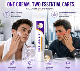 Aufdzceh used after shaving showing cooling relief and reduced redness