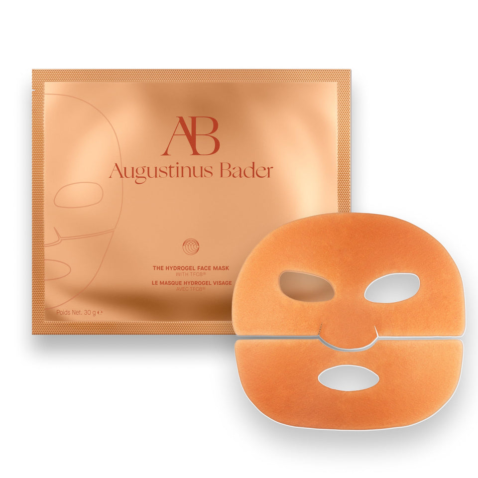 Augustinus Bader front pouch showing product branding and benefit