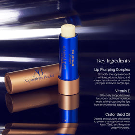 Augustinus Bader lip balm in hand demonstrating compact size and portability