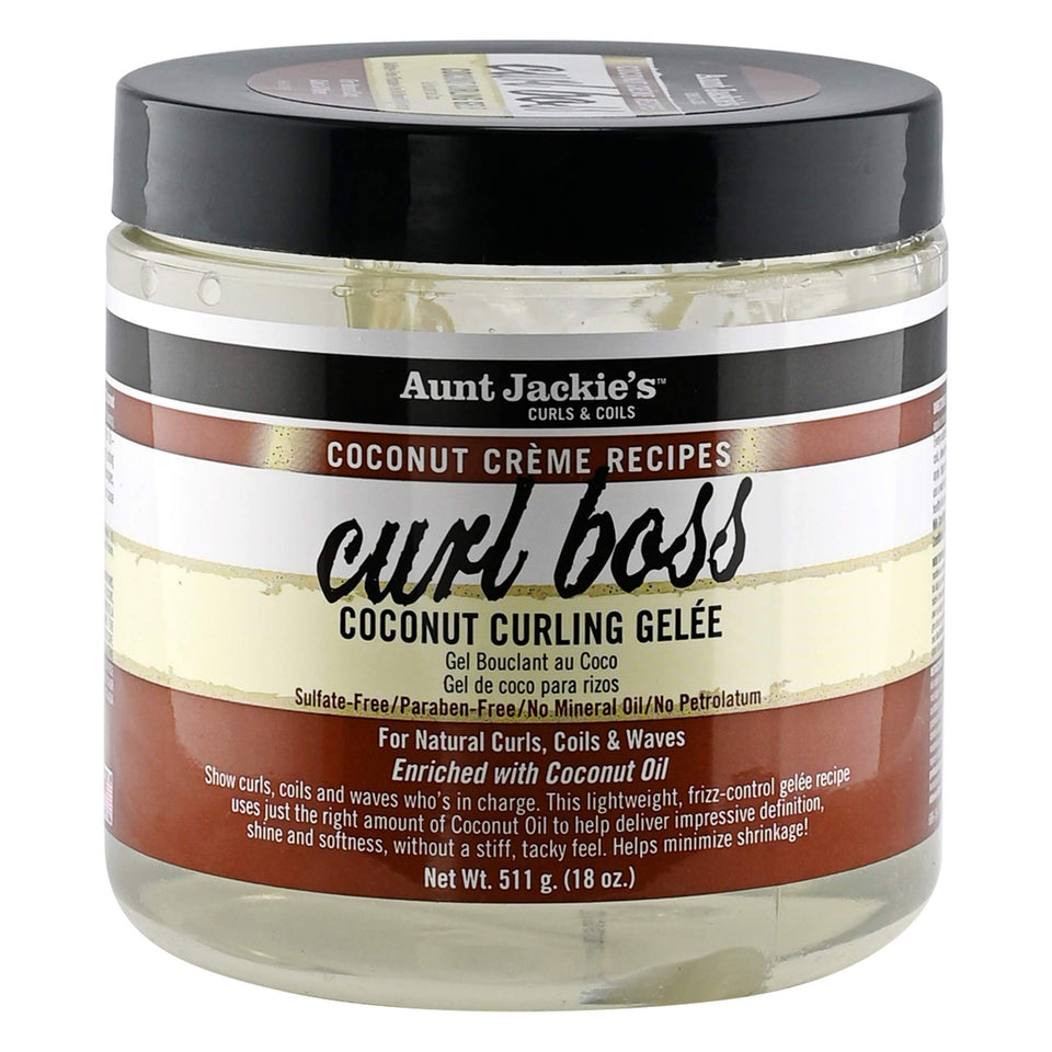 Aunt Jackie's front packaging showing 18 oz jar and definition benefit