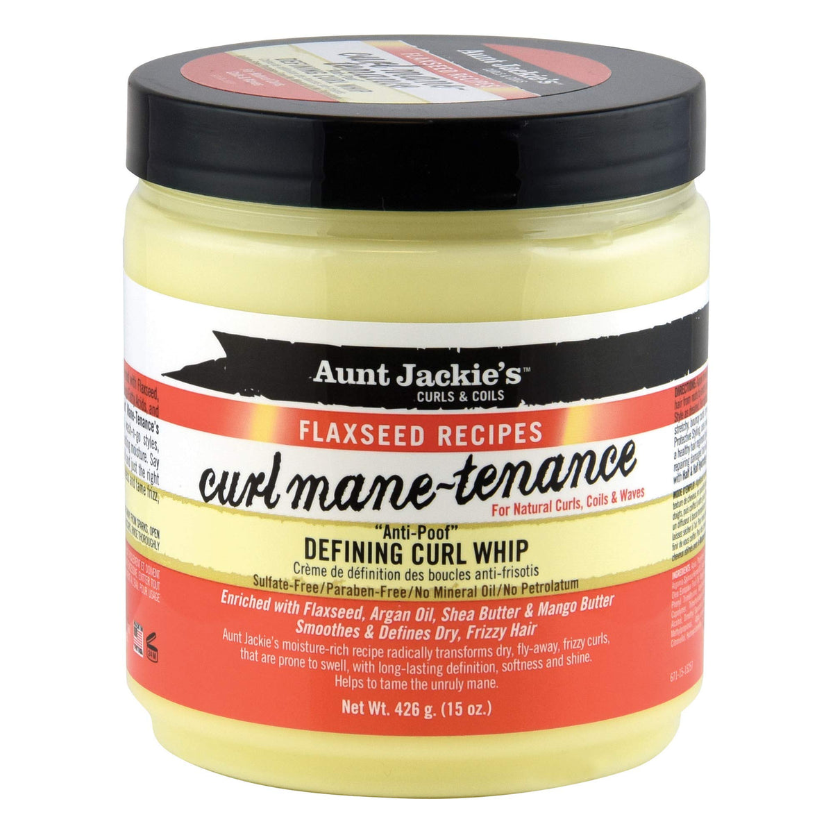 Aunt Jackie's jar front view showing label and size for easy product ID and benefit