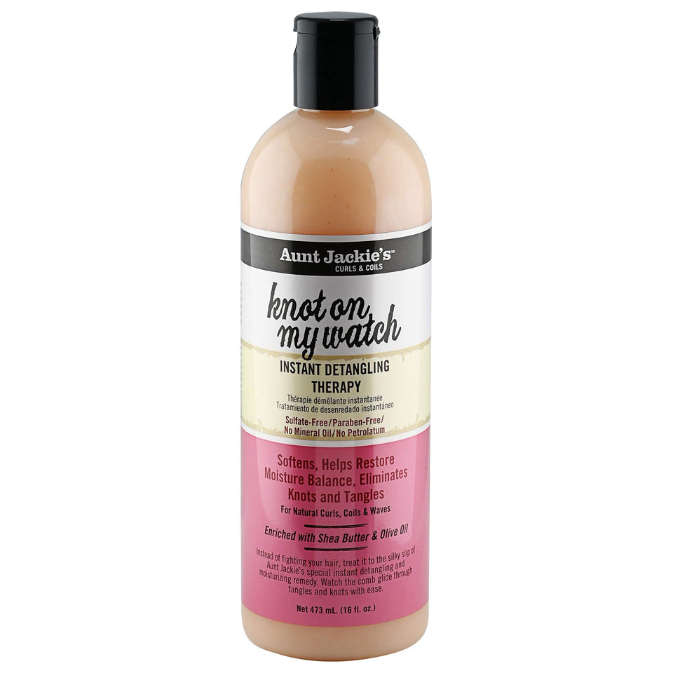 Aunt Jackie's front label on 16 oz bottle showing product name and benefits