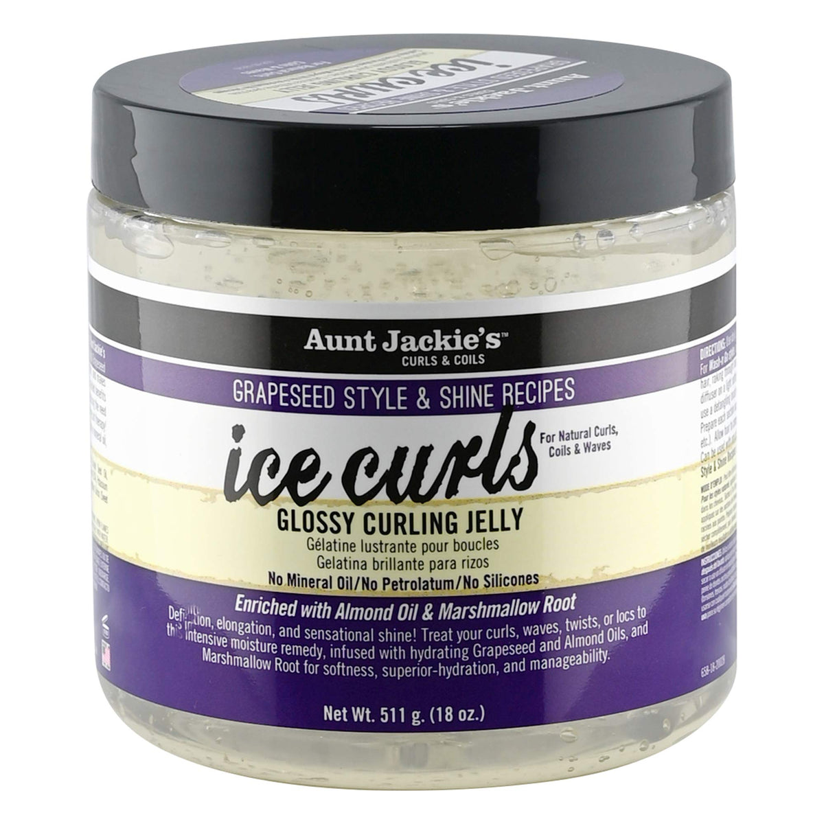 Aunt Jackie's front jar label showing product name and 18 oz size for clear identification