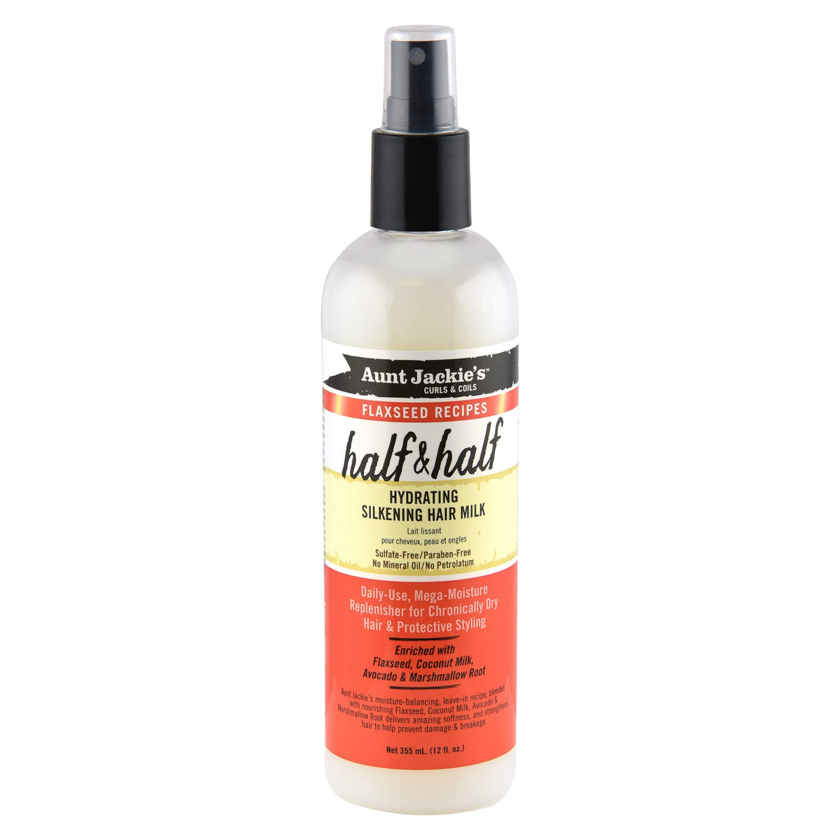 Aunt Jackie's front bottle view showing product label and moisturizing benefits