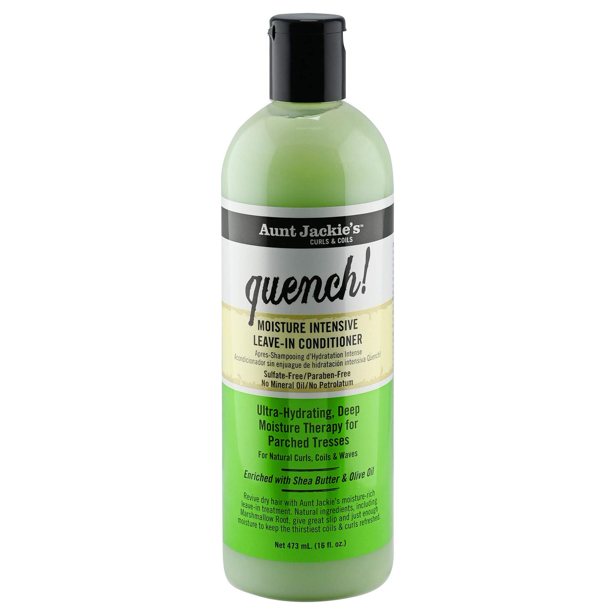 Aunt Jackie's front packaging showing 16 oz bottle and benefits