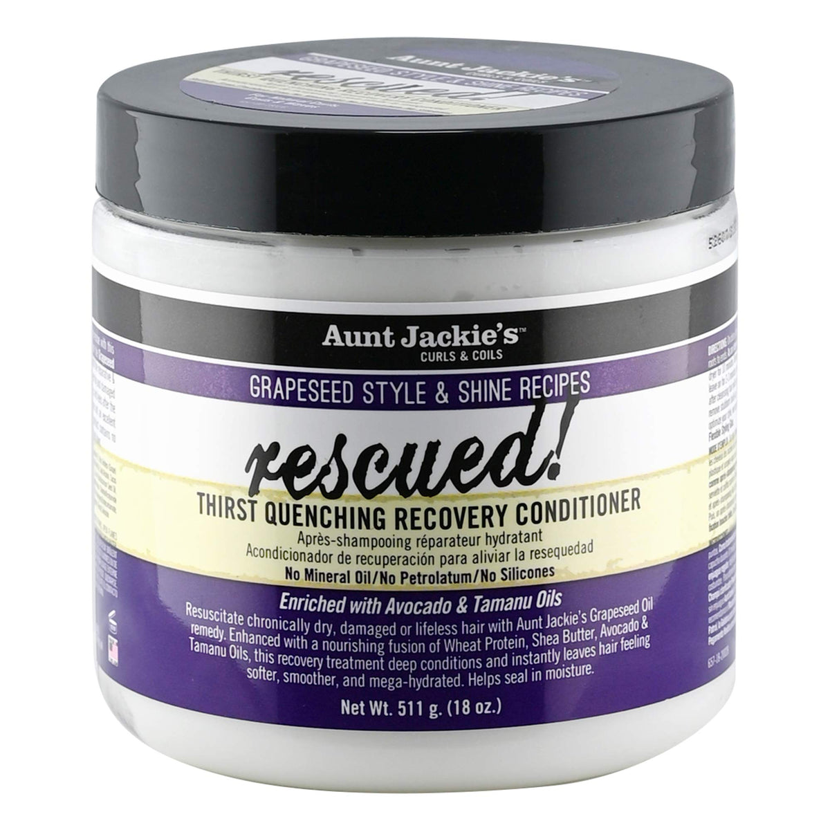 Aunt Jackie's front tub showing product and hydration benefits