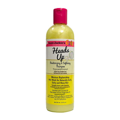 Aunt Jackie's kids shampoo front packaging showing 12 oz bottle and benefits
