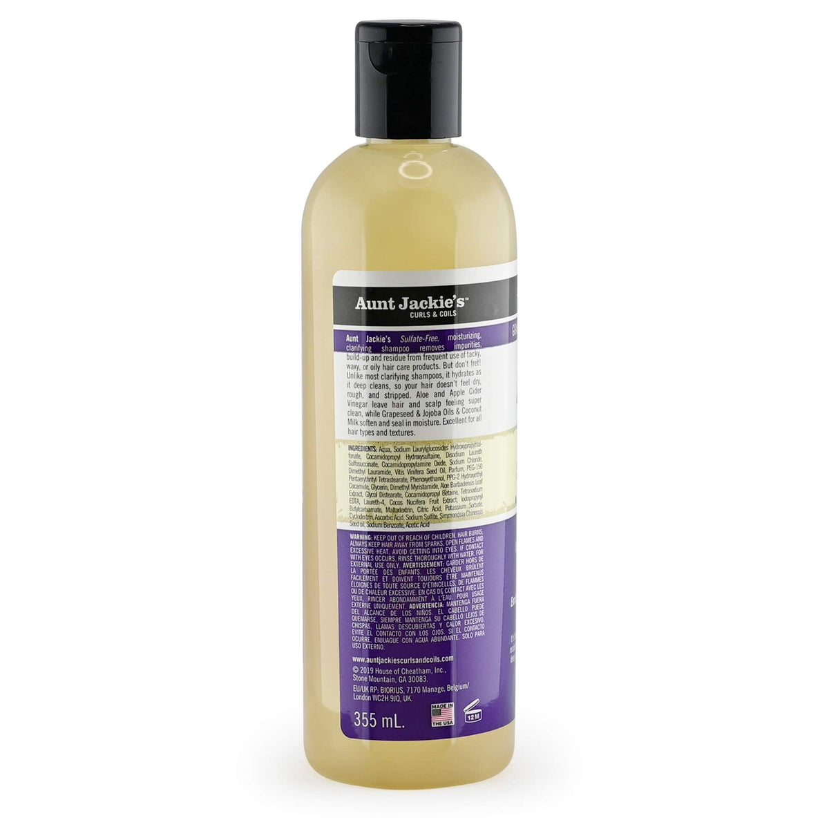 Close-up of Aunt Jackie's creamy lather texture demonstrating gentle yet effective cleansing