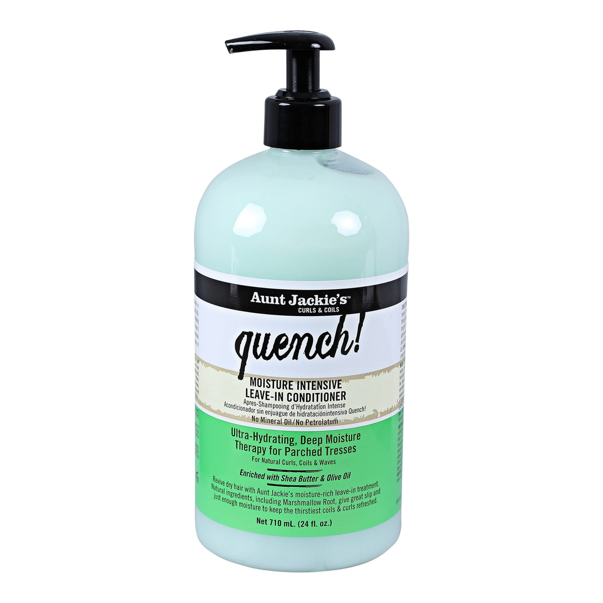 Aunt Jackie's front pump bottle showing 24oz size and moisturizing benefits