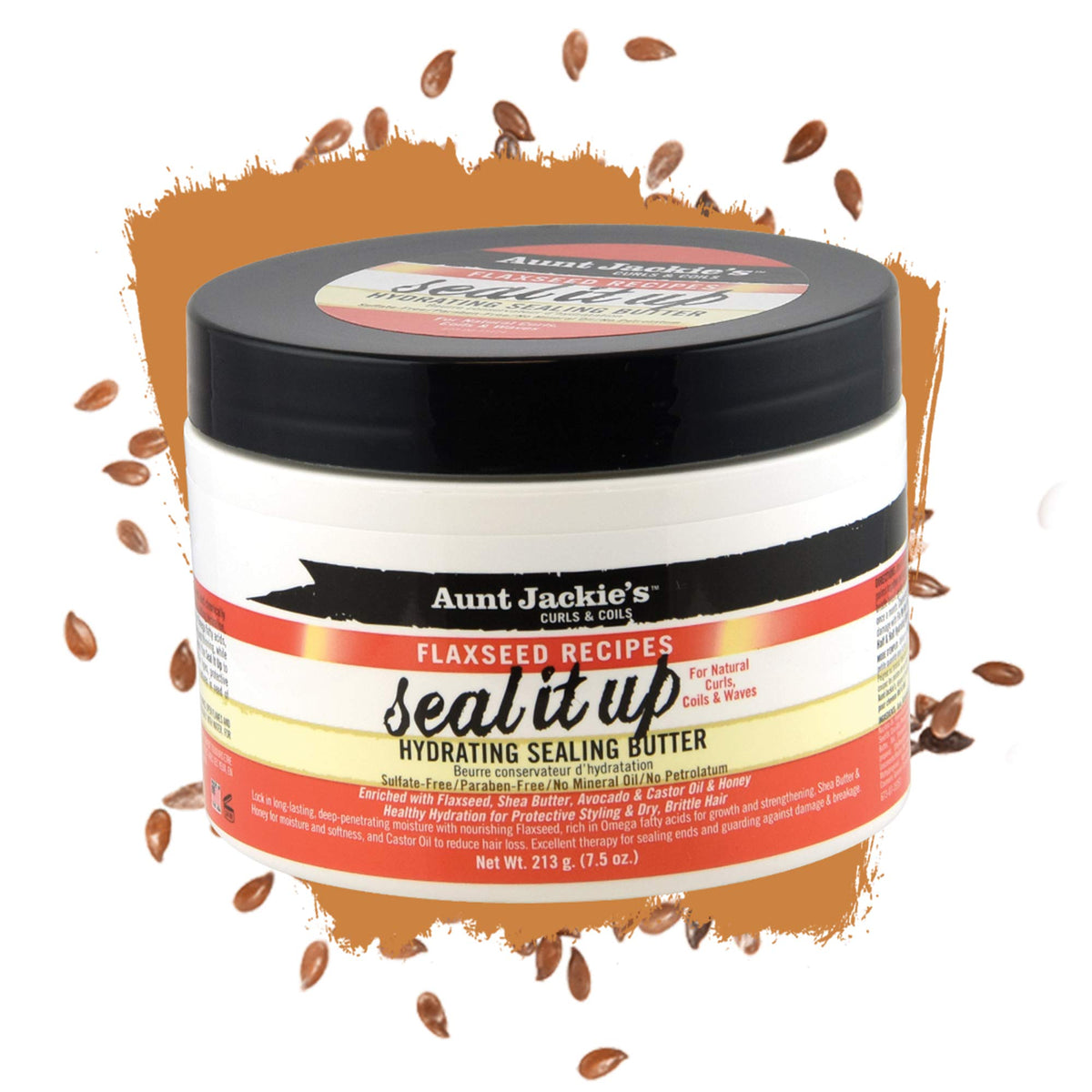 Aunt Jackie's butter texture close-up showing creamy flaxseed-rich formula for deep sealing