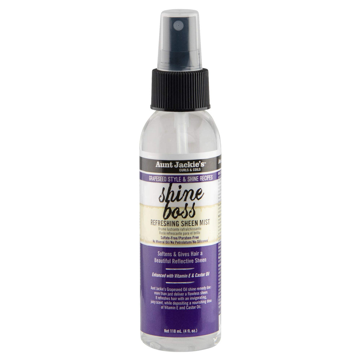 Aunt Jackie's front packaging showing 4 oz bottle and branding, for easy identification