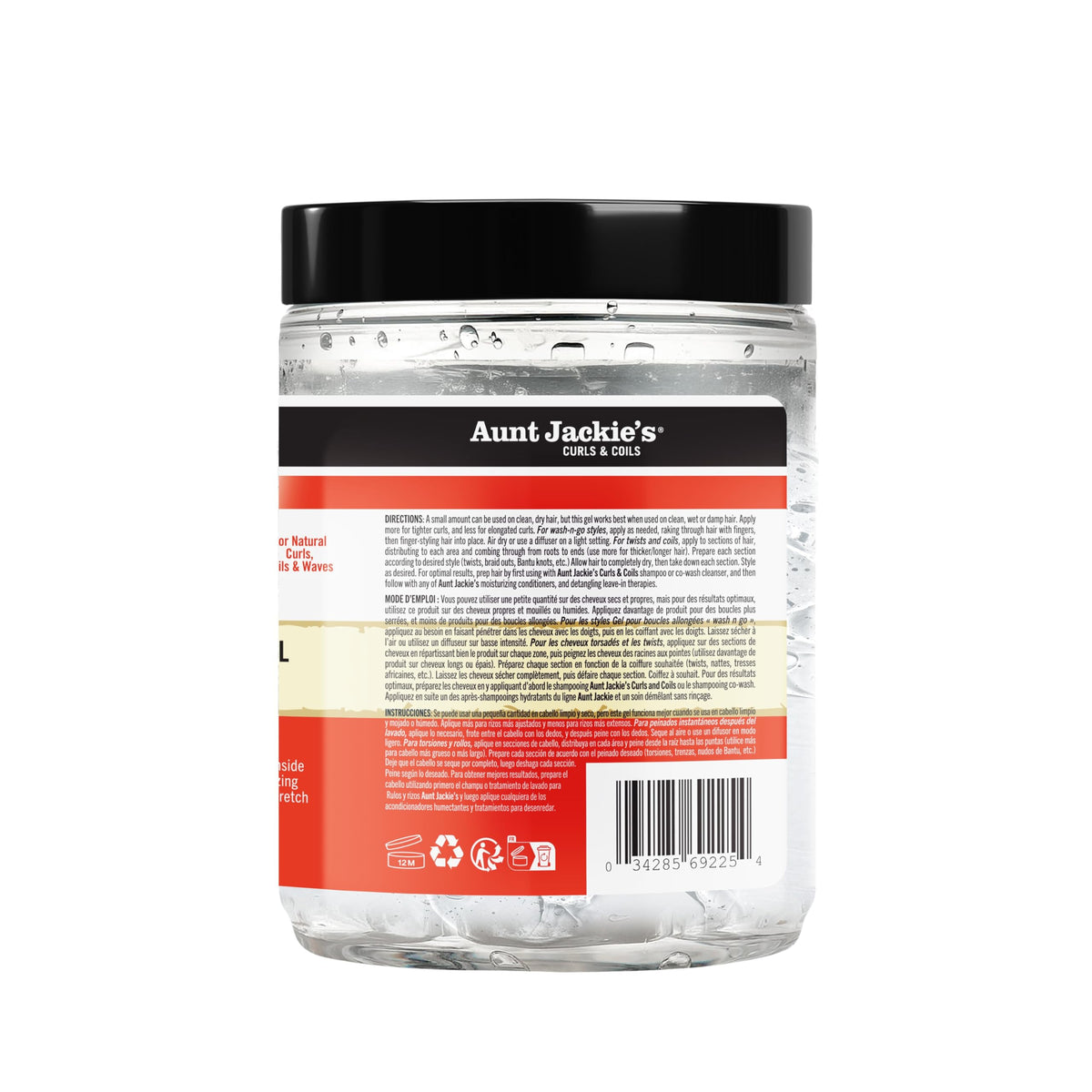 Aunt Jackie's jar in hand showing 25 oz scale for value and size