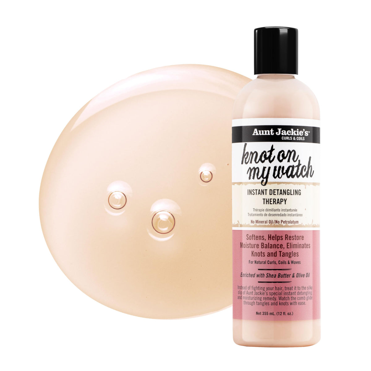 Aunt Jackie's detangler sprayed on wet hair to ease combing and reduce breakage