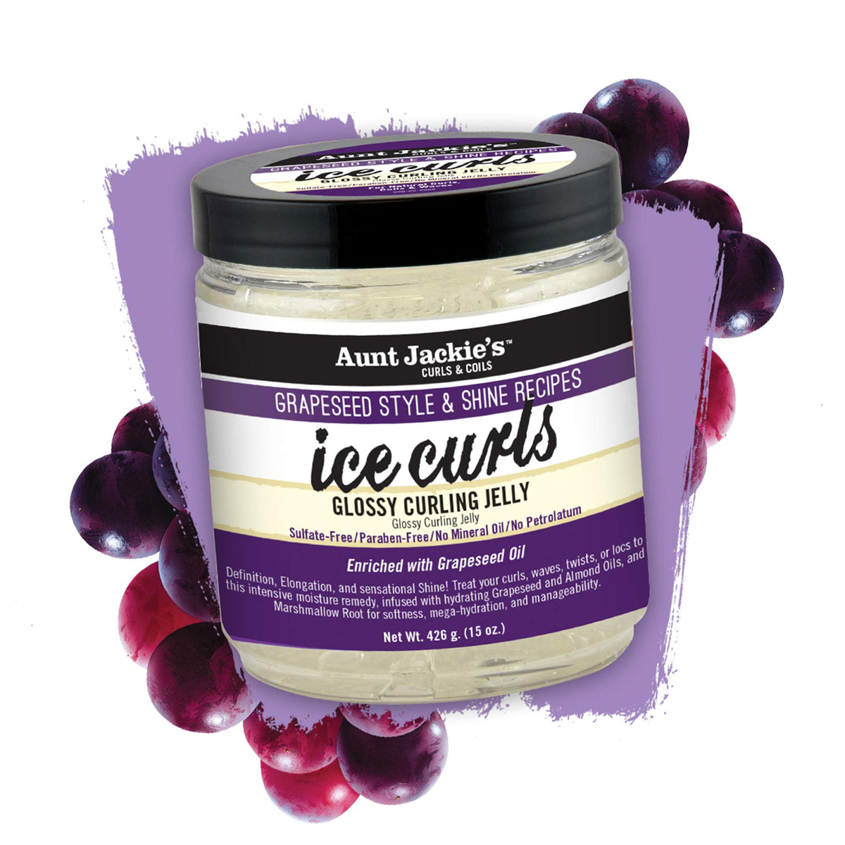 Aunt Jackie's glossy gel texture close-up highlighting smooth slip and shine benefits