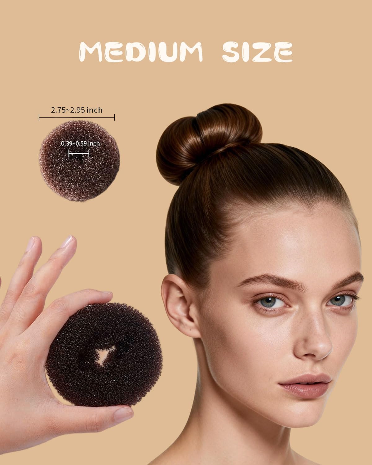 AUOOR medium donut wrapped with hair demonstrating ease
