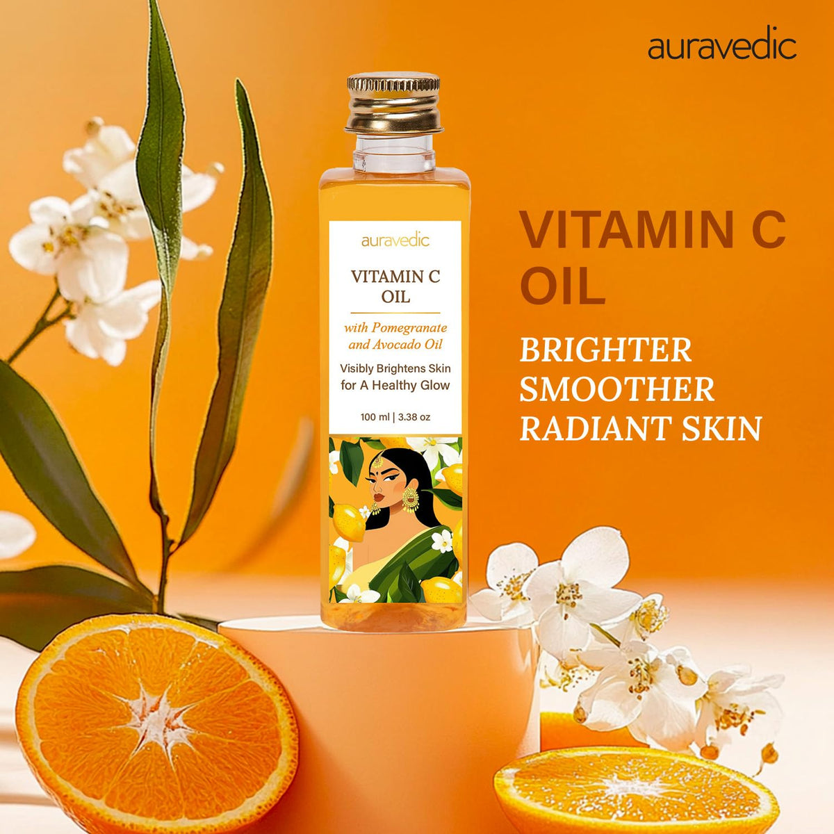 Auravedic dropper dispensing oil showing easy application and control