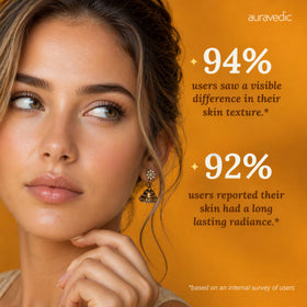 Auravedic saffron and botanicals arranged to highlight natural ingredients benefit