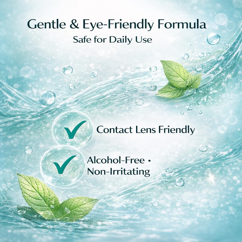 Aureph VisionPure spray demonstrated near closed eye illustrating quick hydration without residue