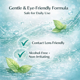 Aureph VisionPure spray demonstrated near closed eye illustrating quick hydration without residue