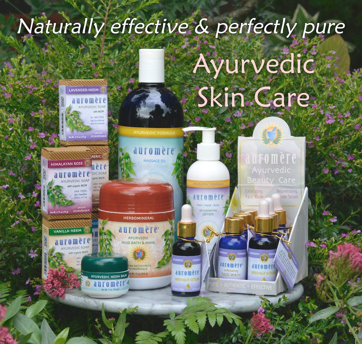 Auromere sandal turmeric label detail listing Ayurvedic ingredients and sustainable sourcing