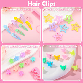 auroray clip collection detail with flower, butterfly, star and snap clips for decoration