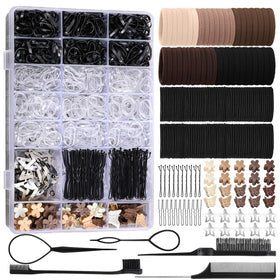 auroray front packaging showing all included hair pieces and clear box benefit: organized storage