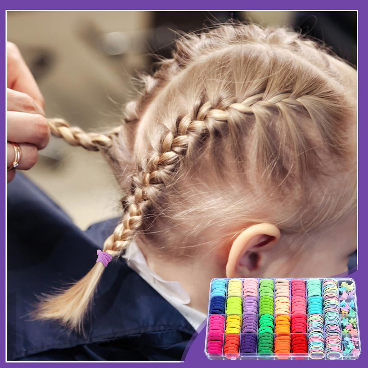 auroray toddler with braided ponytail using kit for neat styles