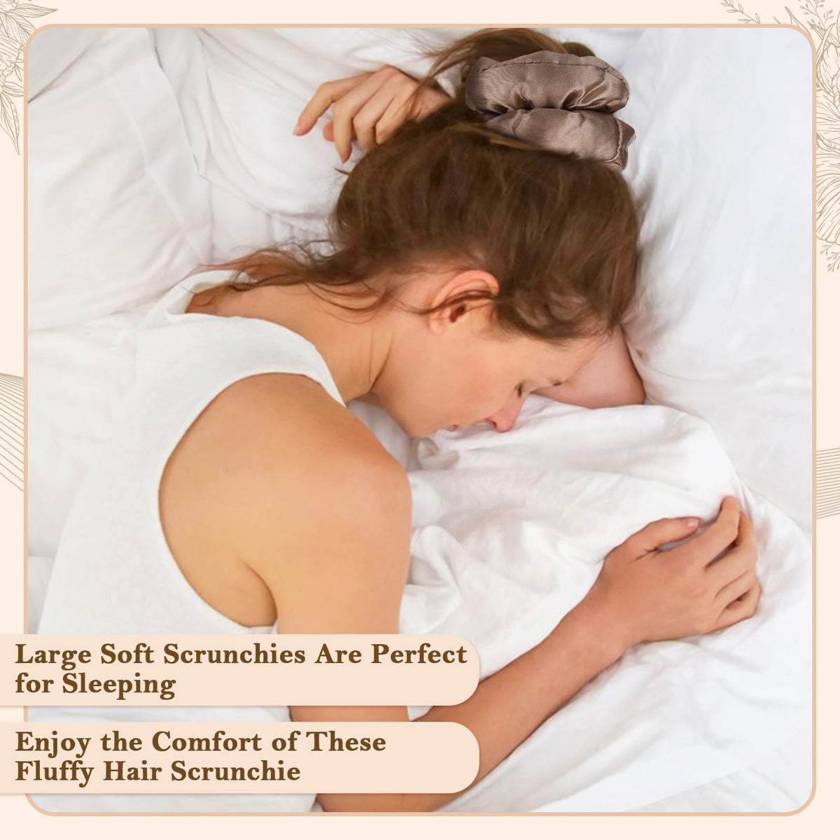 auroray scrunchie on thick ponytail demonstrating secure hold without pulling