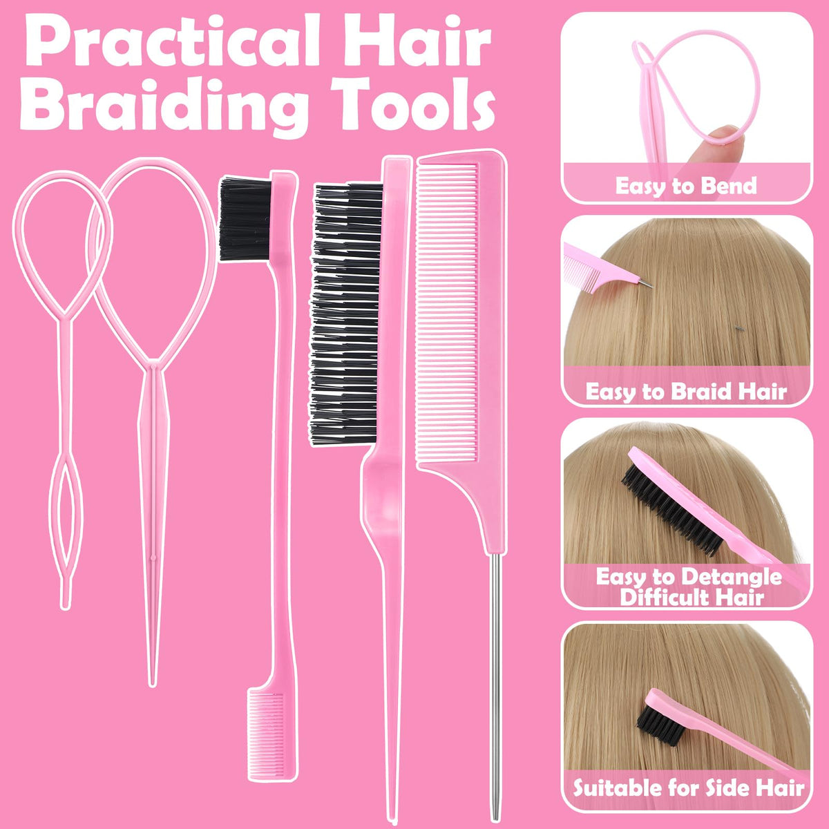 auroray styling tools layout showing tail tools brushes and comb for quick styling